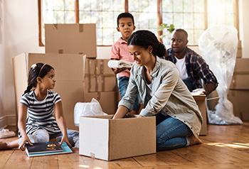 Children helping with moving